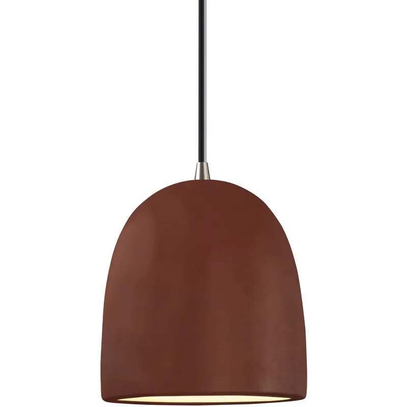 Radiance Collection - Bell Single Drop Pendant in Brushed Nickel, Replaceable Bulb, Real Rust, Black, Form+Finish+Function