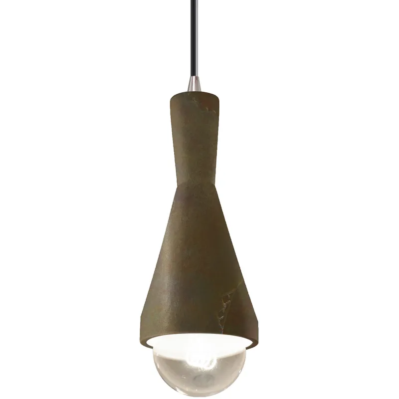 Radiance Collection - Erlen 1 Light 4.75 inch Tierra Red Slate and Brushed Nickel Pendant Ceiling Light in Replaceable Bulb, Black, Form+Finish+Function