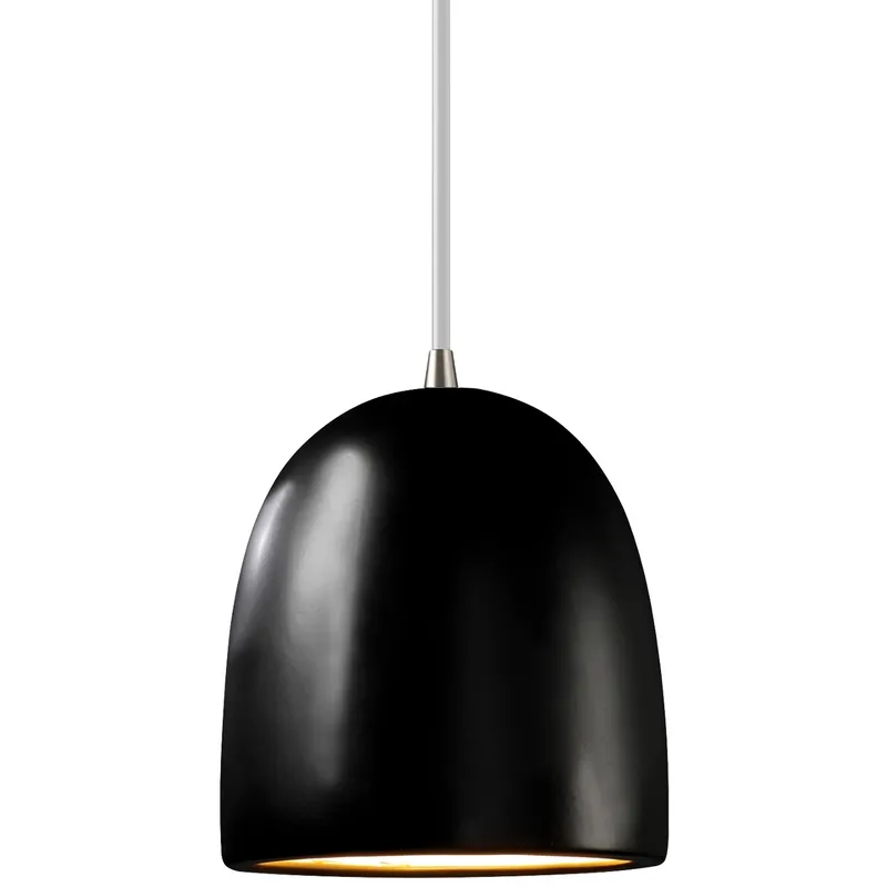 Radiance Collection - Bell Single Drop Pendant in Brushed Nickel, Replaceable Bulb, Carbon Matte Black, White, Form+Finish+Function