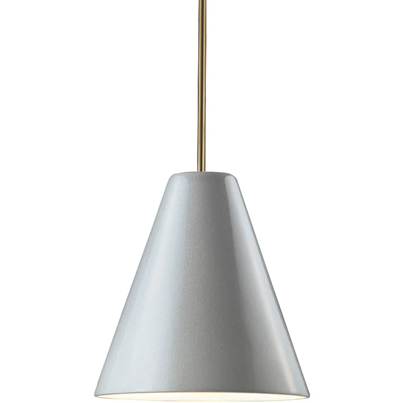 Radiance Collection LED 9.5 inch Antique Brass and White Crackle and White Pendant Ceiling Light