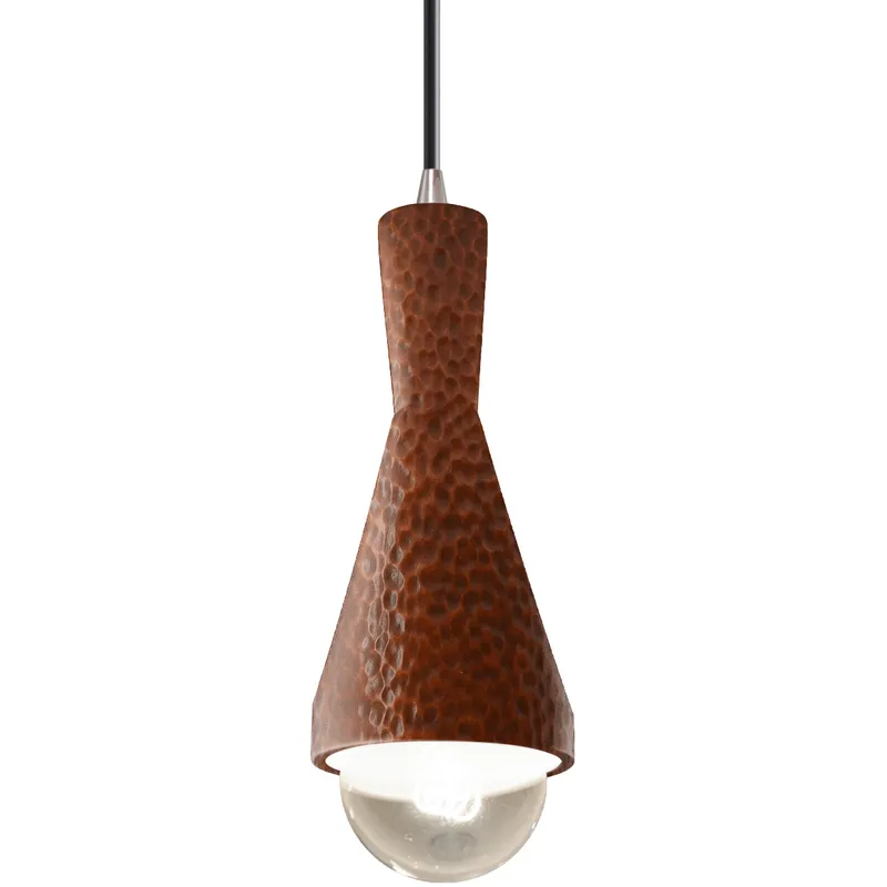 Radiance Collection - Erlen 1 Light 4.75 inch Hammered Copper and Brushed Nickel Pendant Ceiling Light in Replaceable Bulb, Black, Form+Finish+Function