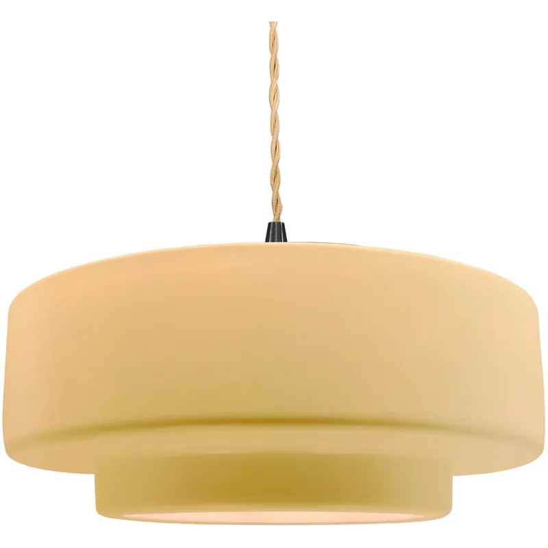 Radiance Collection - Tier Pendant Ceiling Light in Matte Black, Dedicated LED, Beige Twist Cord, Muted Yellow, 16.25W x 6H, Form+Finish+Function