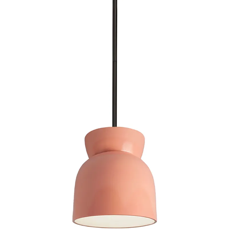 Radiance Collection 1 Light 8 inch Gloss Blush with Matte Black Pendant Ceiling Light