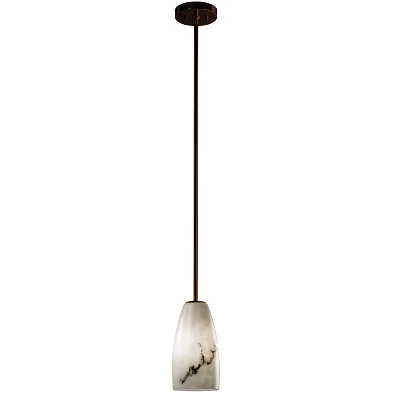 LumenAria 4 inch Dark Bronze Pendant Ceiling Light in White Cord, Tall Tapered Cylinder, 1000 Lm LED