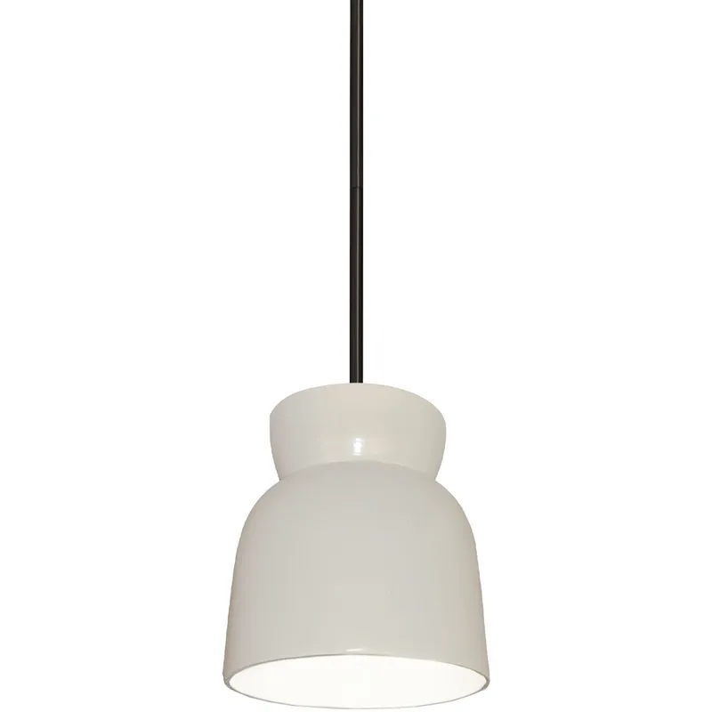 Radiance Collection 1 Light 8 inch Gloss White with Matte Black Pendant Ceiling Light