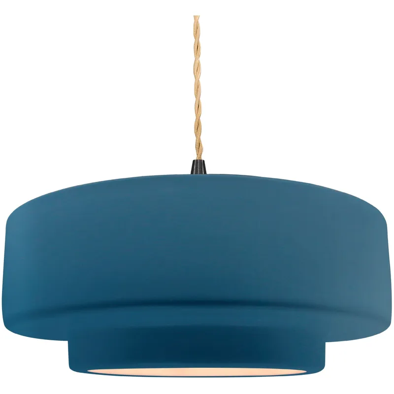 Radiance Collection - Tier Pendant Ceiling Light in Matte Black, Dedicated LED, Beige Twist Cord, Midnight Sky, 16.25W x 6H, Form+Finish+Function