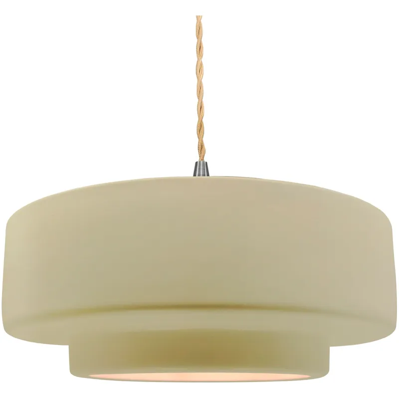 Radiance Collection - Tier Pendant Ceiling Light in Brushed Nickel, Dedicated LED, Beige Twist Cord, Vanilla Gloss, 16.25W x 6H, Form+Finish+Function
