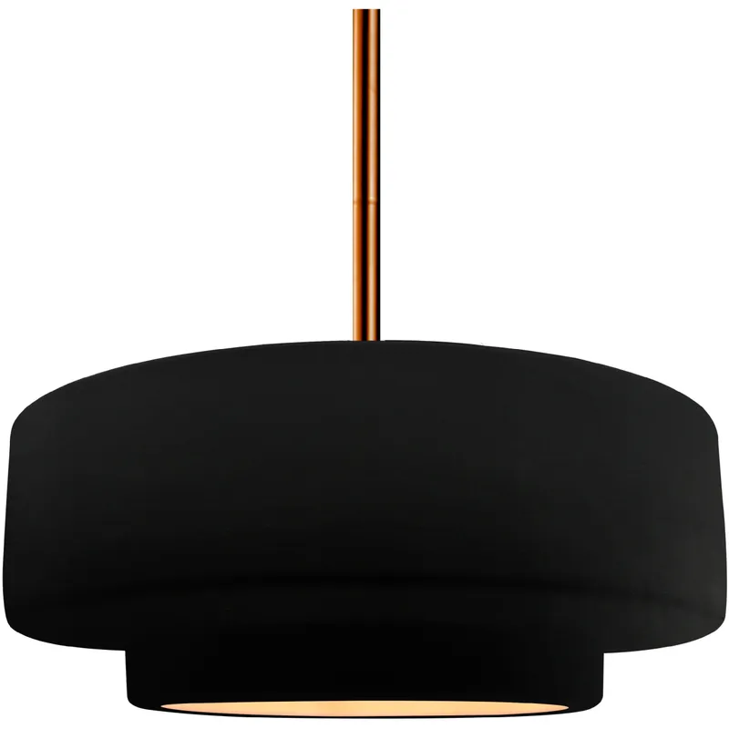 Radiance Collection - Tier Pendant Ceiling Light in Brushed Brass, Black Cord, Replaceable Bulb, Carbon Matte Black/Champagne Gold, 14.5W x 5.25H, Form+Finish+Function