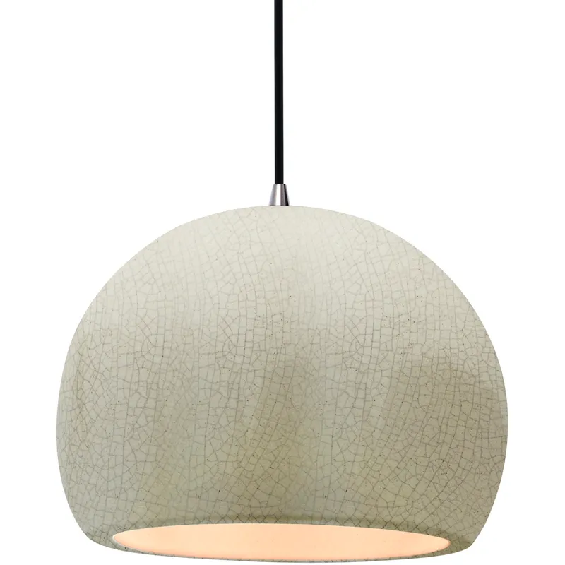 Radiance LED 12.25 inch White Crackle and Brushed Nickel Pendant Ceiling Light