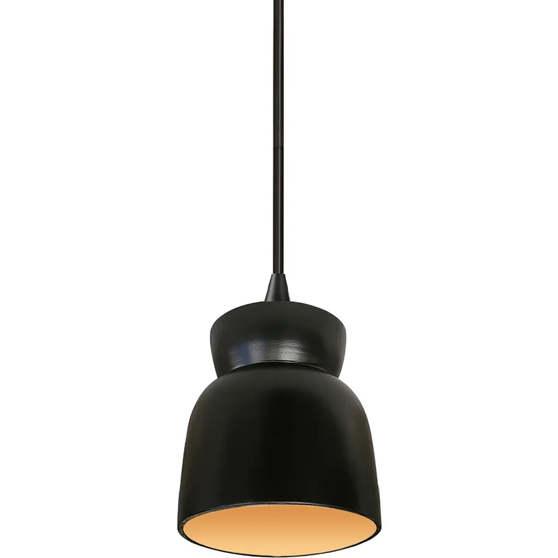 Radiance Collection 1 Light 8 inch Carbon Matte Black with Champagne Gold Pendant Ceiling Light