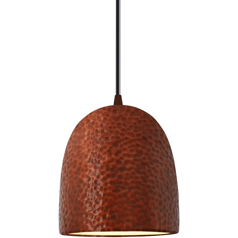 Radiance Collection - Bell Single Drop Pendant in Dark Bronze, Dedicated LED, Hammered Copper, Black, Form+Finish+Function