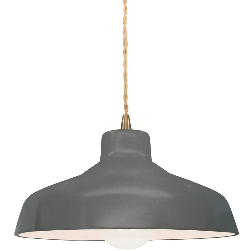 Radiance LED 11.5 inch Gloss Grey and Antique Brass Pendant Ceiling Light