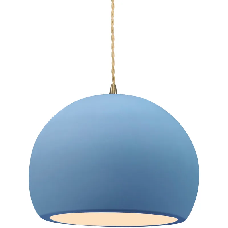 Radiance LED 10 inch Sky Blue and Antique Brass Pendant Ceiling Light