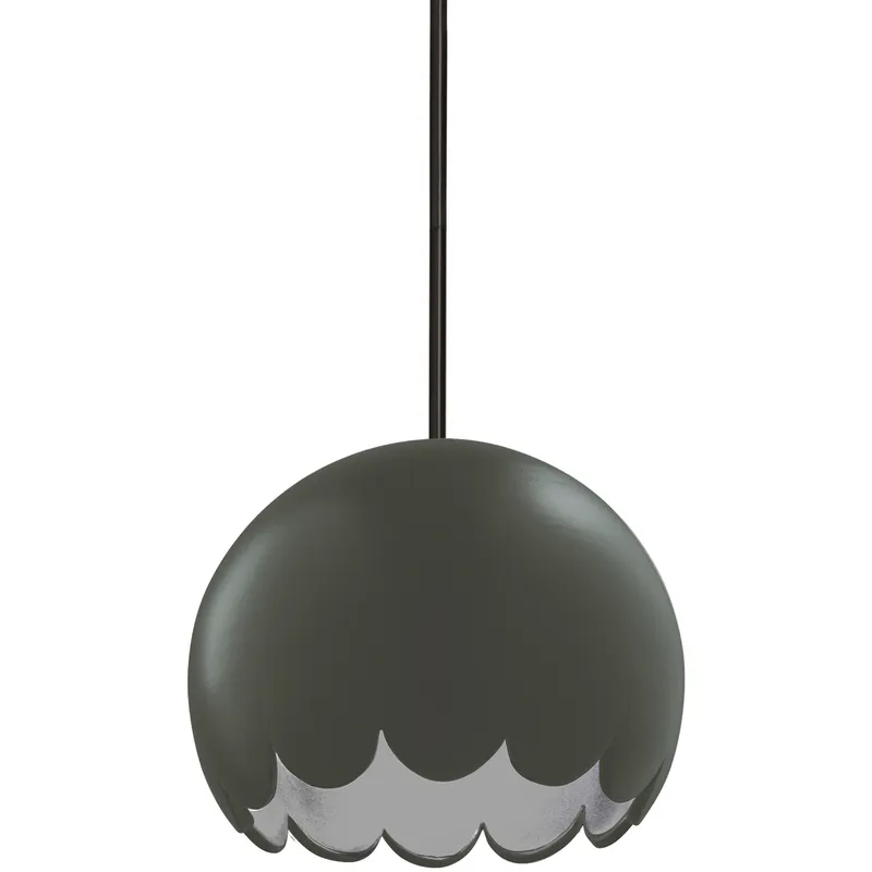Radiance Collection LED 9 inch Pewter Green and Matte Black Pendant Ceiling Light in 700 Lm LED, Rigid Stem Kit