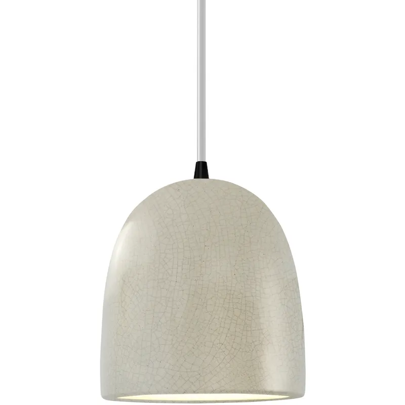 Radiance Collection - Bell Single Drop Pendant in Matte Black, Replaceable Bulb, White Crackle, White, Form+Finish+Function