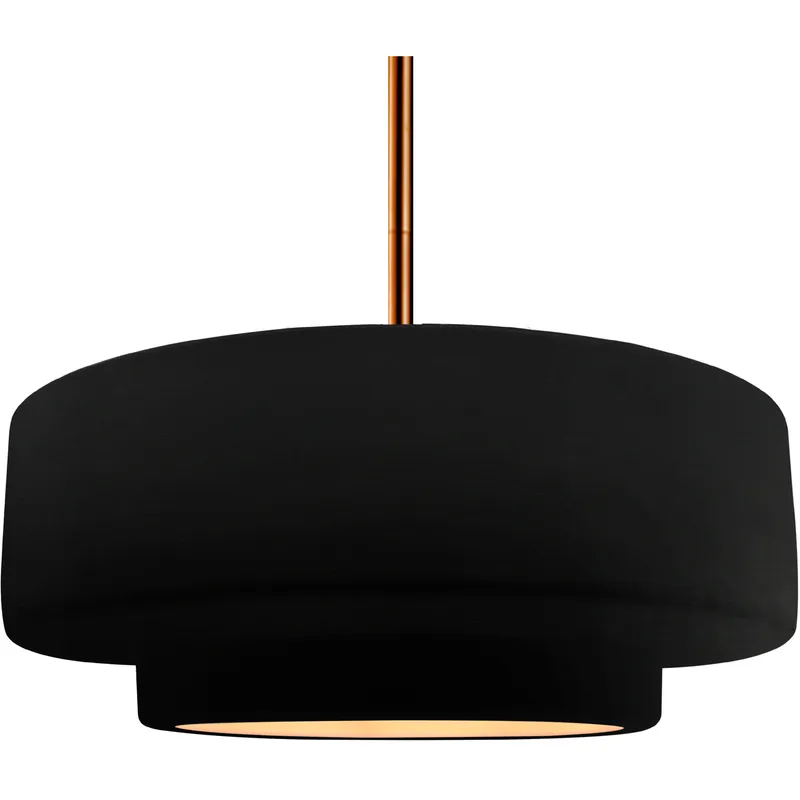 Radiance Collection - Tier Pendant Ceiling Light in Brushed Brass, Dedicated LED, Rigid Stem, Carbon Matte Black/Champagne Gold, 16.25W x 6H, Form+Finish+Function