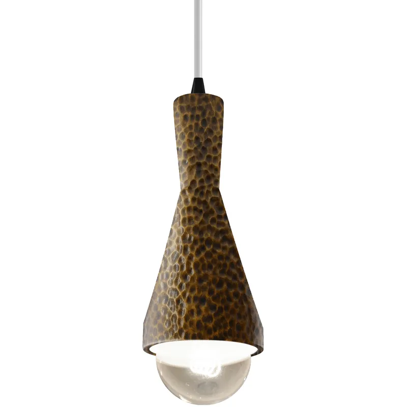 Radiance Collection - Erlen 1 Light 4.75 inch Hammered Brass and Matte Black Pendant Ceiling Light in Replaceable Bulb, White, Form+Finish+Function
