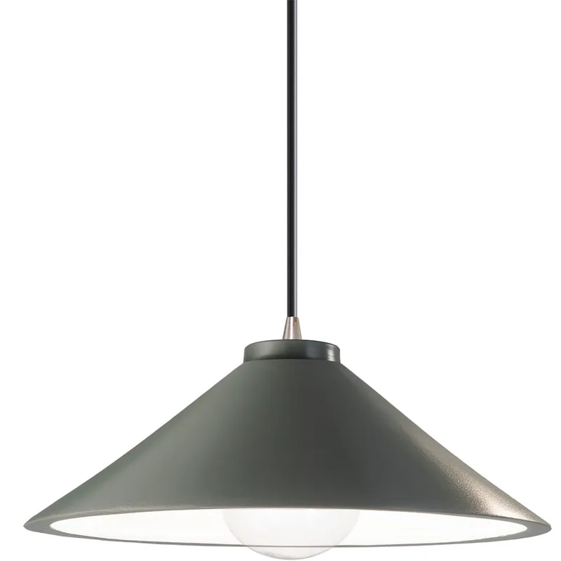 Radiance Collection - Flare LED 11.75 inch Pewter Green and Brushed Nickel Pendant Ceiling Light in Dedicated LED, Black, Form+Finish+Function