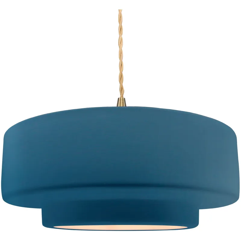 Radiance Collection - Tier Pendant Ceiling Light in Brushed Brass, Dedicated LED, Beige Twist Cord, Midnight Sky, 16.25W x 6H, Form+Finish+Function