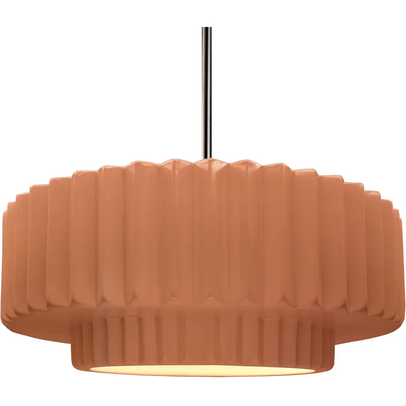 Radiance Collection - Pleated Tier Pendant Ceiling Light in Brushed Nickel, Black Cord, Replaceable Bulb, Adobe, 16.25W x 6H, Form+Finish+Function