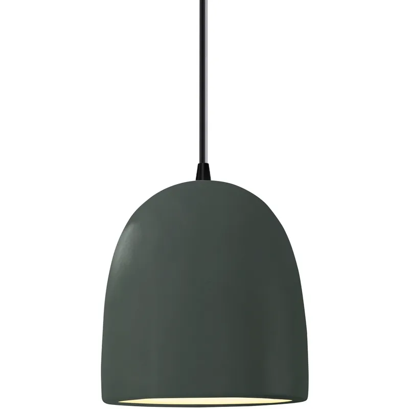 Radiance Collection - Bell Single Drop Pendant in Matte Black, Dedicated LED, Pewter Green, Black, Form+Finish+Function