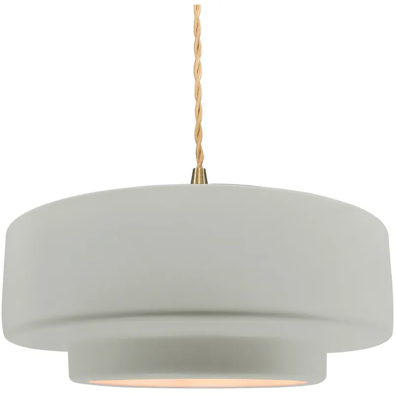 Radiance Collection - Tier Pendant Ceiling Light in Brushed Brass, Dedicated LED, Beige Twist Cord, Bisque, 14.5W x 5.25H, Form+Finish+Function