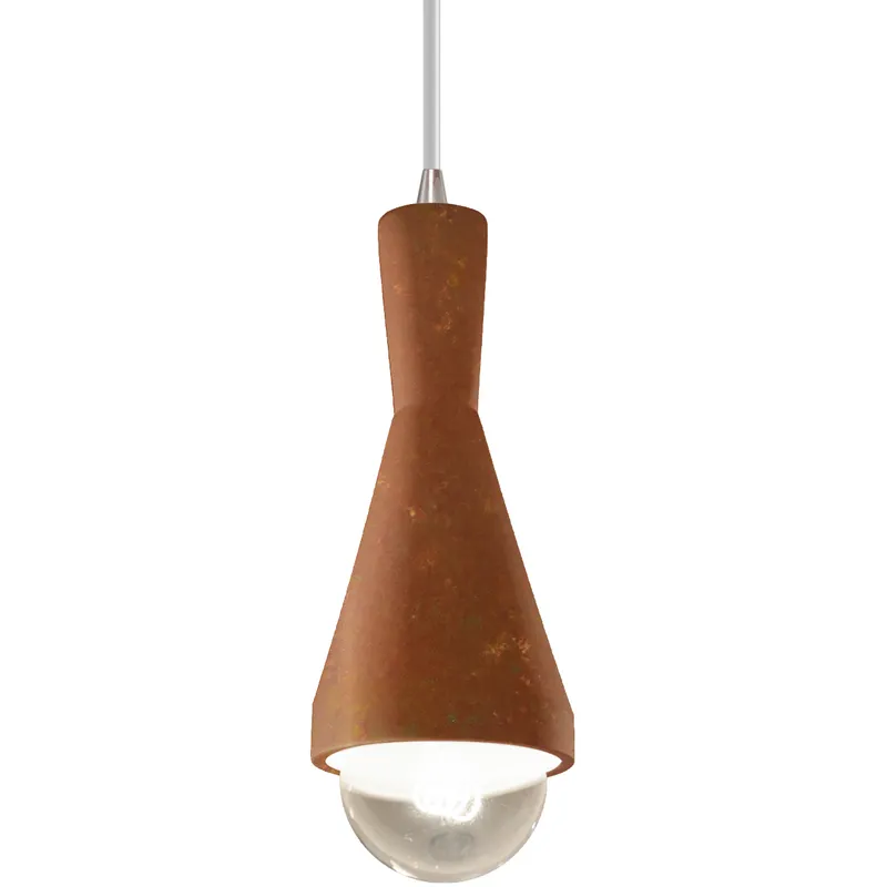 Radiance Collection - Erlen 1 Light 4.75 inch Rust Patina and Brushed Nickel Pendant Ceiling Light in Replaceable Bulb, White, Form+Finish+Function