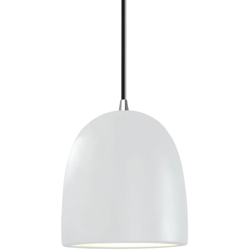 Radiance Collection - Bell Single Drop Pendant in Polished Chrome, Dedicated LED, Gloss White, Black, Form+Finish+Function