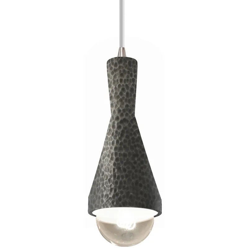 Radiance Collection - Erlen 1 Light 4.75 inch Hammered Pewter and Brushed Nickel Pendant Ceiling Light in Replaceable Bulb, White, Form+Finish+Function