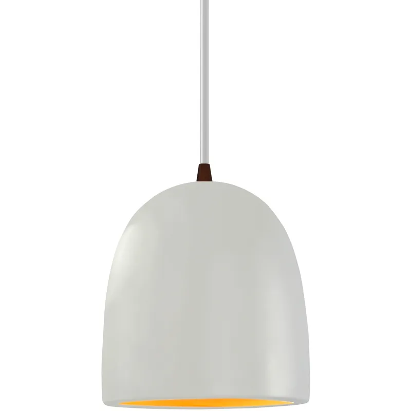 Radiance Collection - Bell Single Drop Pendant in Dark Bronze, Replaceable Bulb, Matte White with Champagne Gold interior, White, Form+Finish+Function