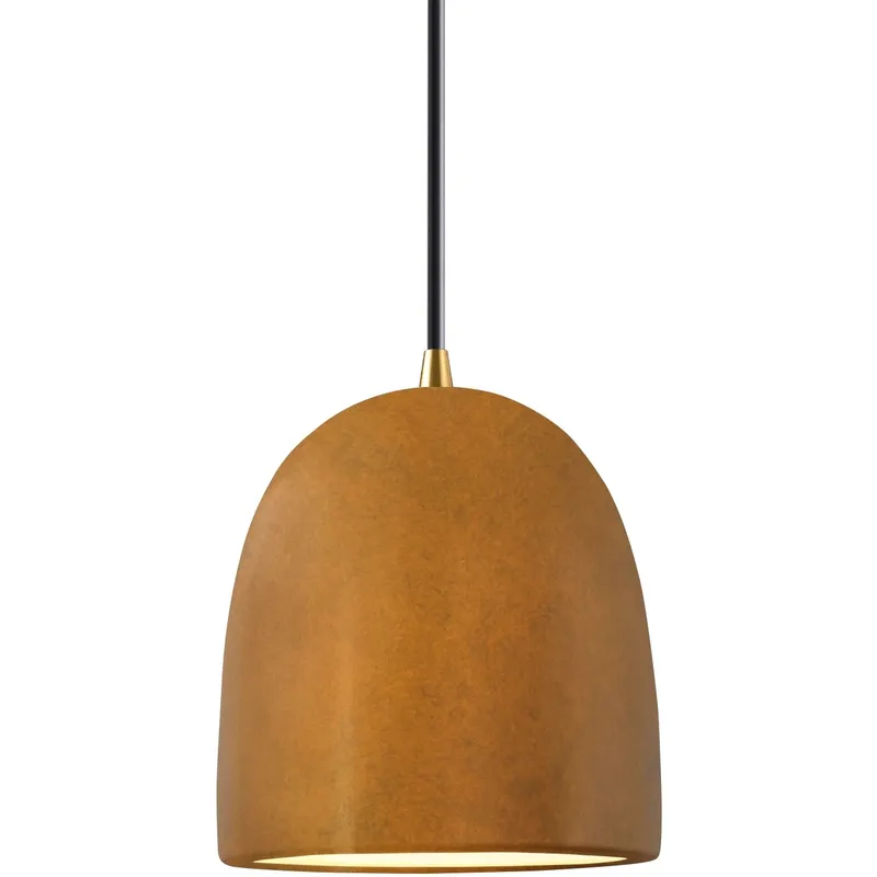 Radiance Collection - Bell Single Drop Pendant in Antique Brass, Replaceable Bulb, Antique Gold, Black, Form+Finish+Function