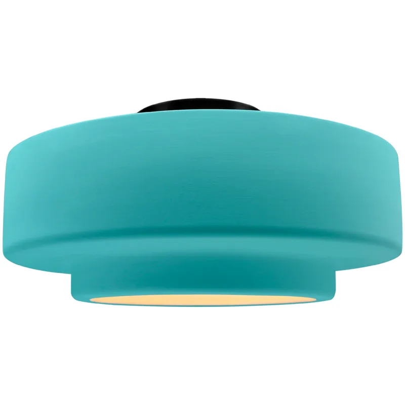 Radiance Collection - Tier LED 14.5 inch Reflecting Pool and Matte Black Semi-Flush Ceiling Light in Dedicated LED, 14.5W x 7.25H, Form+Finish+Function