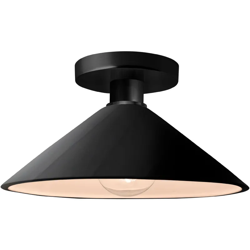 Radiance 1 Light 11.75 inch Gloss Black and Matte Black Semi Flush Ceiling Light