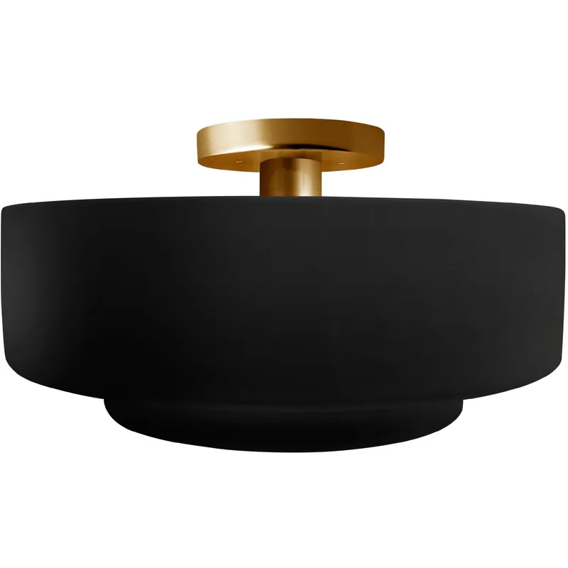 Radiance Collection - Tier 1 Light 14.5 inch Carbon Matte Black and Brushed Brass Semi-Flush Ceiling Light in Replaceable Bulb, 14.5W x 7.25H, Form+Finish+Function