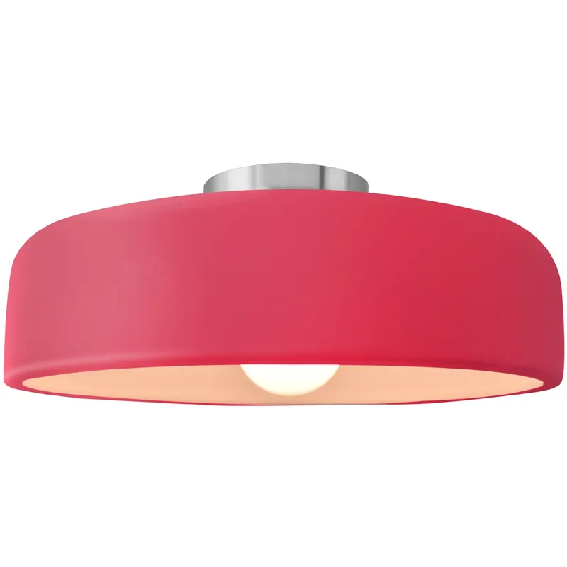 Radiance Collection - Spire LED 16 inch Cerise and Brushed Nickel Semi-Flush Ceiling Light in Dedicated LED, 16W x 6.5H, Form+Finish+Function