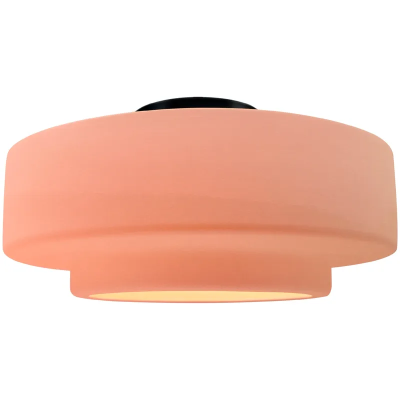 Radiance Collection - Tier 1 Light 14.5 inch Gloss Blush and Matte Black Semi-Flush Ceiling Light in Replaceable Bulb, 14.5W x 7.25H, Form+Finish+Function