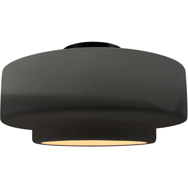 Radiance Collection - Tier LED 16.5 inch Gloss Grey and Matte Black Semi-Flush Ceiling Light in Dedicated LED, Gloss Gray, 16.5W x 8H, Form+Finish+Function