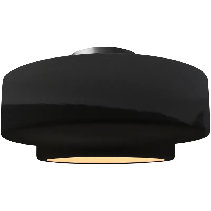 Radiance Collection - Tier LED 16.5 inch Gloss Black and Brushed Nickel Semi-Flush Ceiling Light in Dedicated LED, 16.5W x 8H, Form+Finish+Function