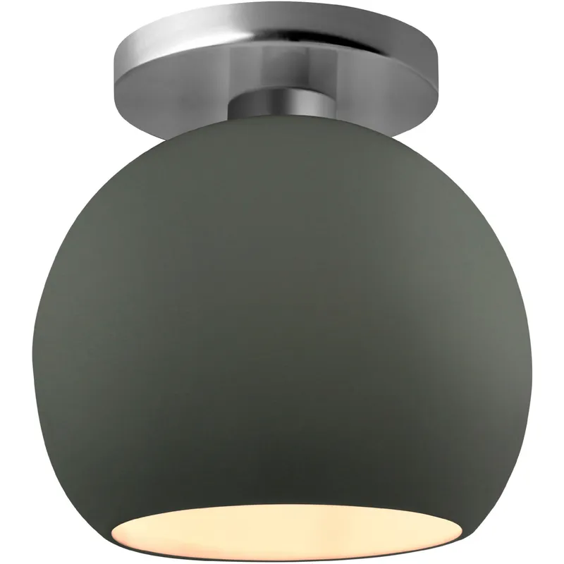 Radiance 1 Light 10 inch Pewter Green and Brushed Nickel Semi Flush Ceiling Light