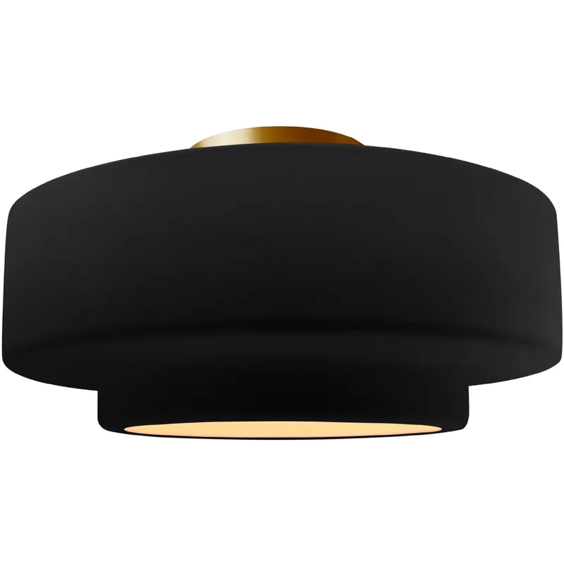 Radiance Collection - Tier 1 Light 16.5 inch Carbon Matte Black and Brushed Brass Semi-Flush Ceiling Light in Replaceable Bulb, 16.5W x 8H, Form+Finish+Function