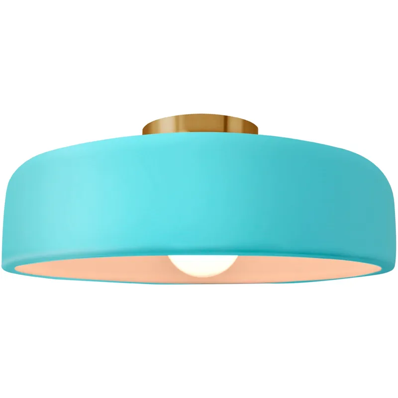 Radiance Collection - Spire LED 16 inch Reflecting Pool and Brushed Brass Semi-Flush Ceiling Light in Dedicated LED, 16W x 6.5H, Form+Finish+Function