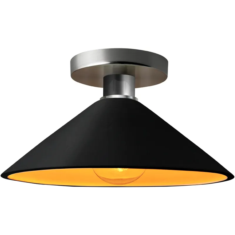 Radiance 1 Light 11.75 inch Carbon Matte Black and Champagne Gold and Brushed Nickel Semi Flush Ceiling Light