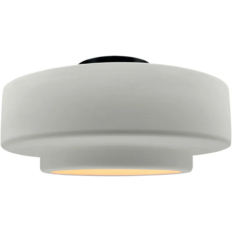 Radiance Collection - Tier 1 Light 14.5 inch Matte White and Matte Black Semi-Flush Ceiling Light in Replaceable Bulb, 14.5W x 7.25H, Form+Finish+Function