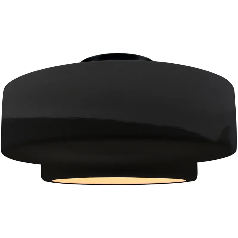 Radiance Collection - Tier 1 Light 16.5 inch Gloss Black and Matte White and Matte Black Semi-Flush Ceiling Light in Replaceable Bulb, Gloss Black/Matte White, 16.5W x 8H, Form+Finish+Function