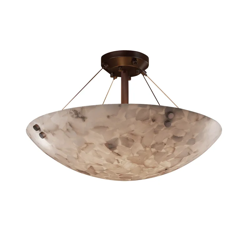 Alabaster Rocks 3 Light 21 inch Brushed Nickel Semi-Flush Bowl Ceiling Light in Pair of Square with Points, Square Bowl, Incandescent