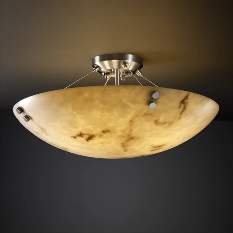 Lumenaria 6 Light 27 inch Matte Black Semi-Flush Bowl Ceiling Light in Concentric Squares, Square Bowl, Incandescent
