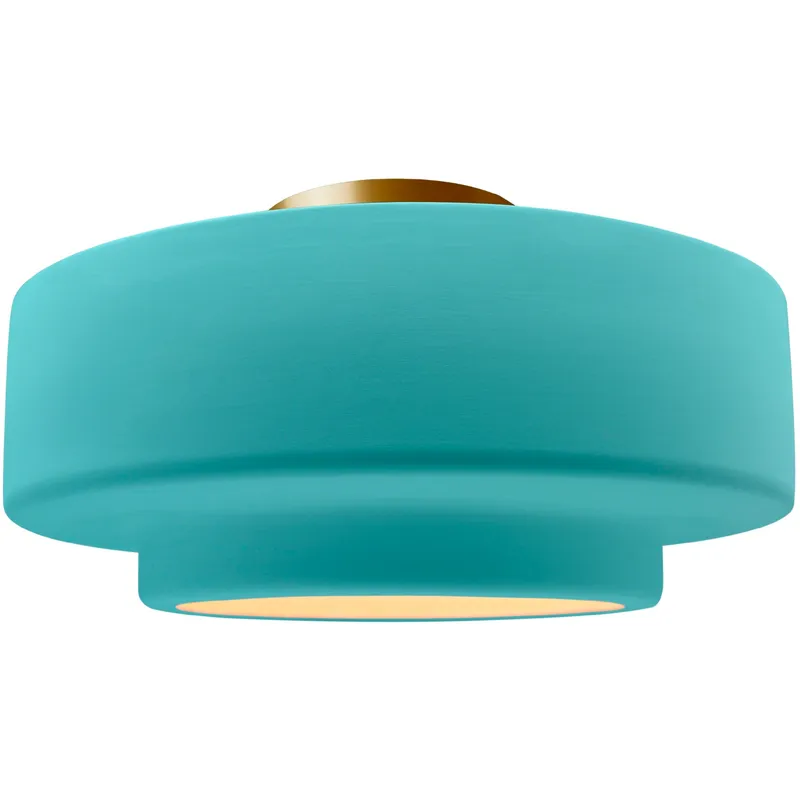 Radiance Collection - Tier LED 16.5 inch Reflecting Pool and Brushed Brass Semi-Flush Ceiling Light in Dedicated LED, 16.5W x 8H, Form+Finish+Function