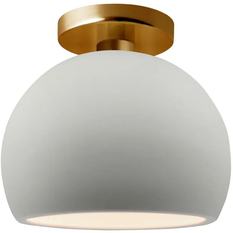 Radiance 1 Light 7 inch Matte White and Brushed Brass Semi Flush Ceiling Light