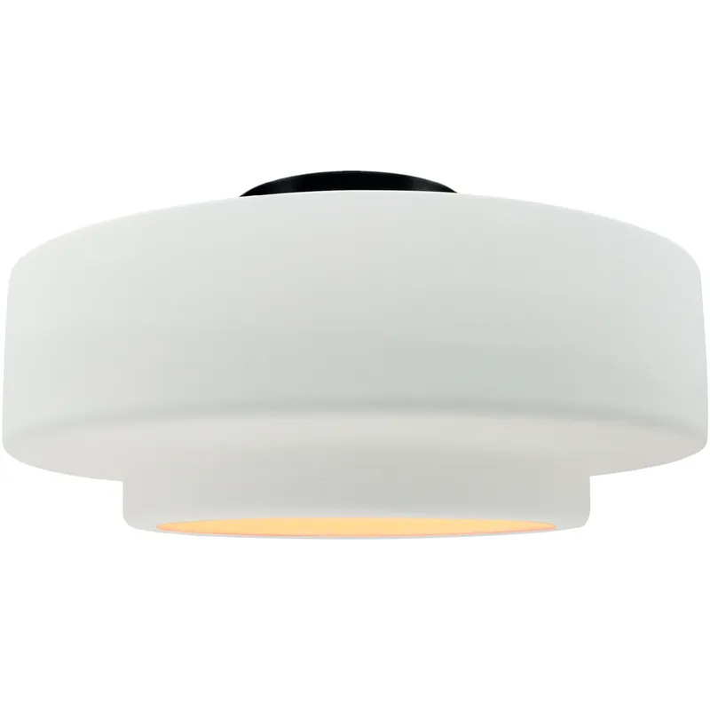 Radiance Collection - Tier LED 14.5 inch Gloss White and Matte Black Semi-Flush Ceiling Light in Dedicated LED, 14.5W x 7.25H, Form+Finish+Function