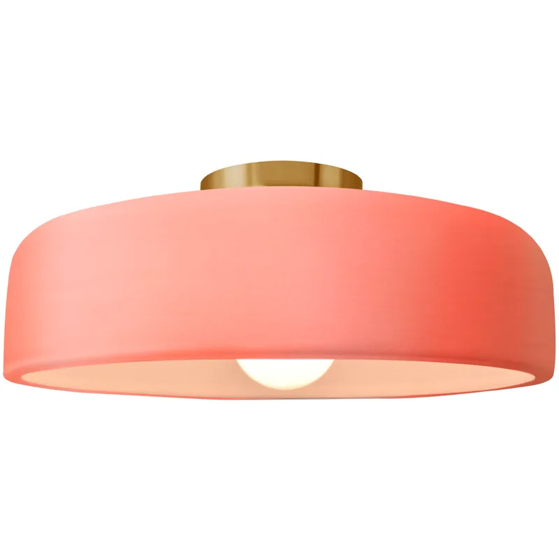 Radiance Collection - Spire LED 13 inch Gloss Blush and Brushed Brass Semi-Flush Ceiling Light in Dedicated LED, 13W x 6H, Form+Finish+Function